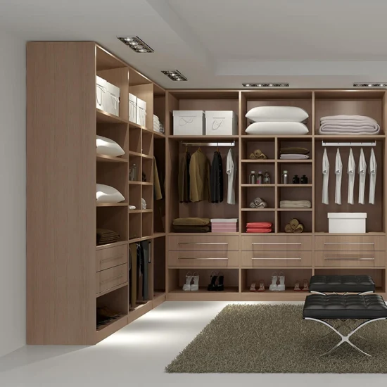 Qualidade superior moderna casa quarto móveis de madeira vidro porta deslizante armazenamento roupas caminhada no guarda-roupa